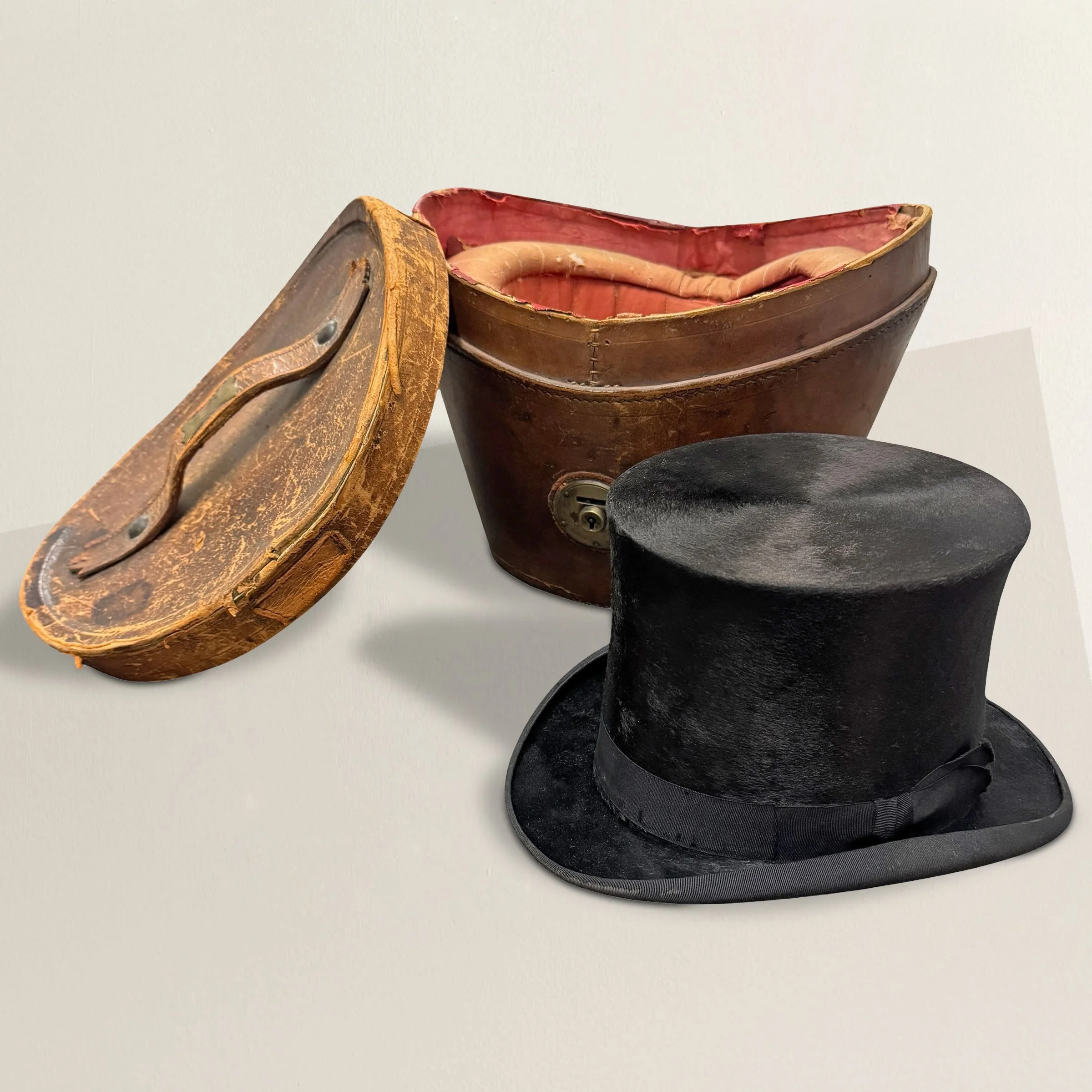 19th Century Top Hat and Leather Hat Box — RIGHT | PROPER